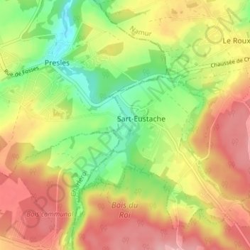 Topografische kaart Bas-Sart, hoogte, reliëf