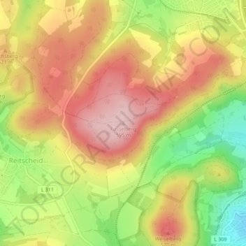 Topografische kaart Füsselberg, hoogte, reliëf