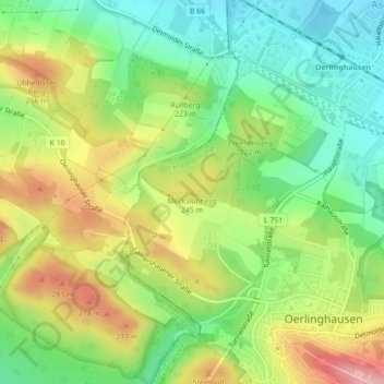 Topografische kaart Merkslohberg, hoogte, reliëf
