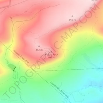 Topografische kaart Pulpit Rock, hoogte, reliëf