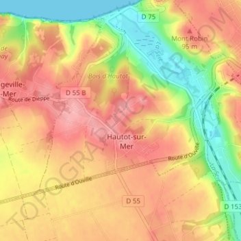 Topografische kaart Bernouville, hoogte, reliëf
