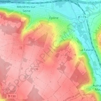 Topografische kaart Velannes, hoogte, reliëf