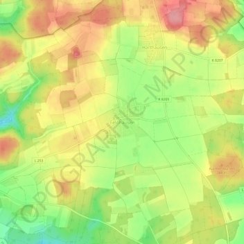 Topografische kaart Feldhausen, hoogte, reliëf