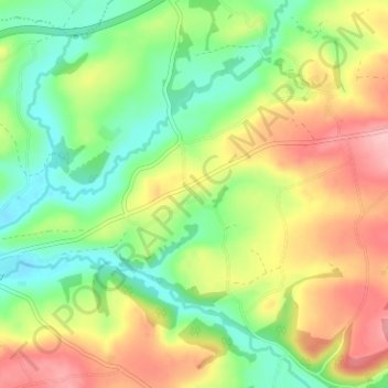 Topografische kaart Portgate, hoogte, reliëf