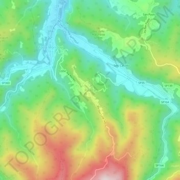Topografische kaart Roatta, hoogte, reliëf