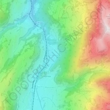 Topografische kaart Grubenwald, hoogte, reliëf