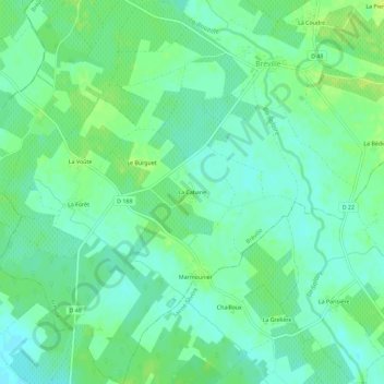 Topografische kaart La Cabane, hoogte, reliëf