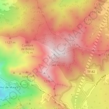Topografische kaart Cruz de Gala, hoogte, reliëf