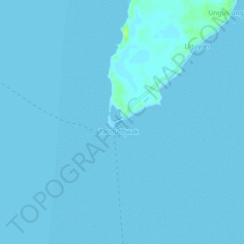 Topografische kaart Tandu Owak, hoogte, reliëf
