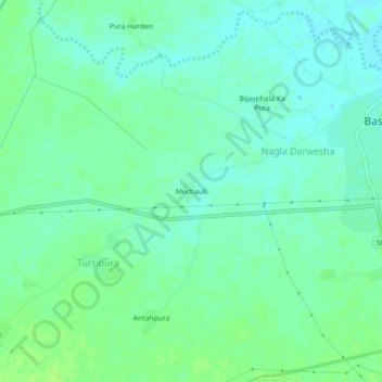 Topografische kaart Mechauli, hoogte, reliëf
