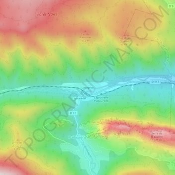 Topografische kaart Lavagnac, hoogte, reliëf