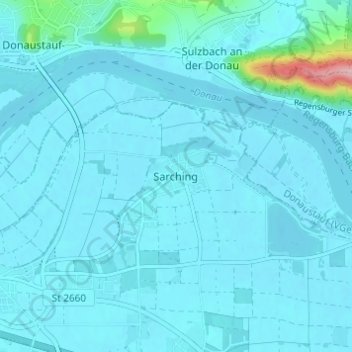 Topografische kaart Sarching, hoogte, reliëf