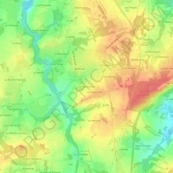 Topografische kaart La Ville Crochu, hoogte, reliëf