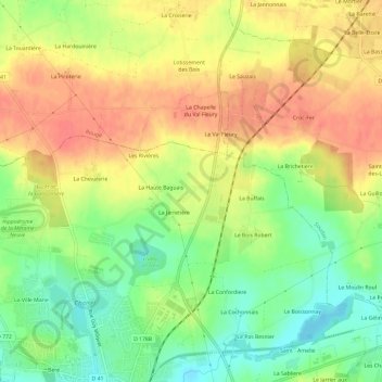Topografische kaart Les Layes, hoogte, reliëf