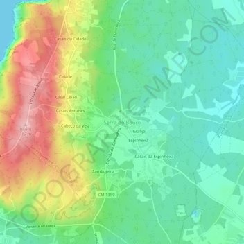 Topografische kaart Serra do Bouro, hoogte, reliëf