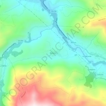 Topografische kaart Riclones, hoogte, reliëf