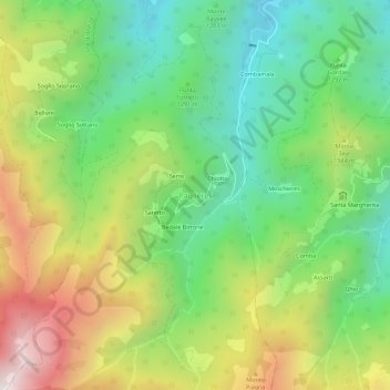 Topografische kaart Paglieres, hoogte, reliëf