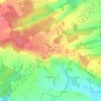 Topografische kaart La Hictière, hoogte, reliëf