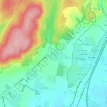 Topografische kaart Radon, hoogte, reliëf