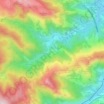 Topografische kaart Tellitu, hoogte, reliëf