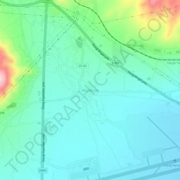 Topografische kaart Akçakiraz, hoogte, reliëf