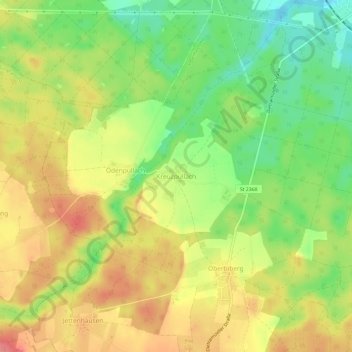 Topografische kaart Kreuzpullach, hoogte, reliëf