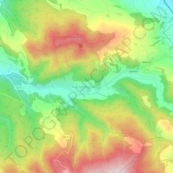 Topografische kaart Rüti bei Riggisberg, hoogte, reliëf