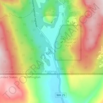 Topografische kaart Paterson, hoogte, reliëf