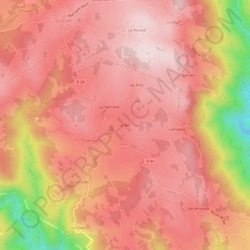 Topografische kaart Le Bec, hoogte, reliëf