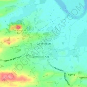 Topografische kaart Cannington, hoogte, reliëf
