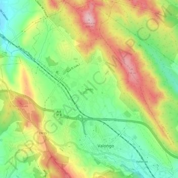 Topografische kaart Susão, hoogte, reliëf