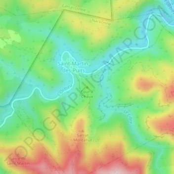 Topografische kaart Four à Chaux, hoogte, reliëf