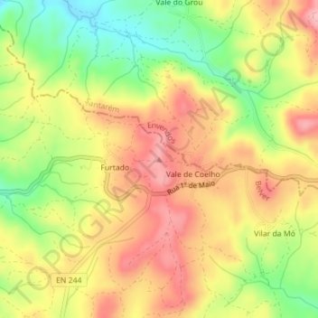 Topografische kaart Furtado, hoogte, reliëf