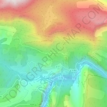Topografische kaart La Tièye, hoogte, reliëf