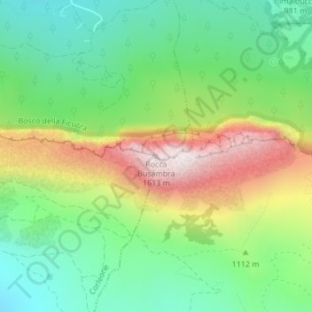 Topografische kaart Rocca Busambra, hoogte, reliëf