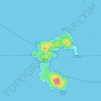 Topografische kaart Giannutri, hoogte, reliëf