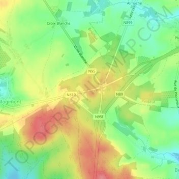 Topografische kaart Menuchenet, hoogte, reliëf