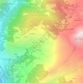 Topografische kaart Artaz, hoogte, reliëf