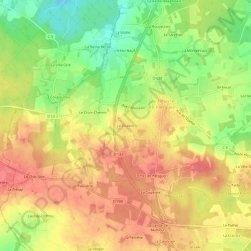 Topografische kaart La Ricolais, hoogte, reliëf
