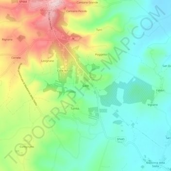 Topografische kaart Gallo, hoogte, reliëf