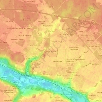 Topografische kaart La Hardellière, hoogte, reliëf