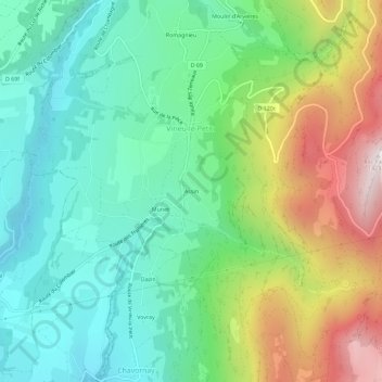 Topografische kaart Assin, hoogte, reliëf