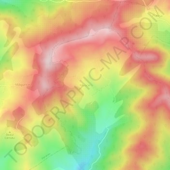 Topografische kaart Muscel, hoogte, reliëf