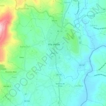 Topografische kaart Chelo, hoogte, reliëf