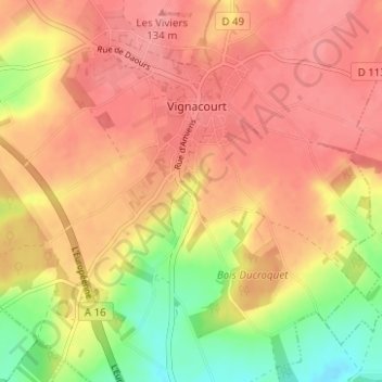 Topografische kaart Les Huys, hoogte, reliëf