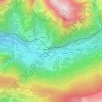 Topografische kaart Dalaas, hoogte, reliëf