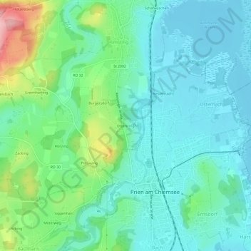 Topografische kaart Otterkring, hoogte, reliëf