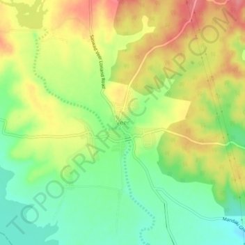 Topografische kaart Veer, hoogte, reliëf
