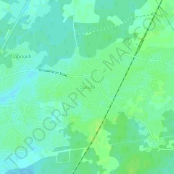 Topografische kaart Obodo, hoogte, reliëf