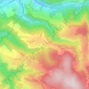 Topografische kaart Le Guizay, hoogte, reliëf